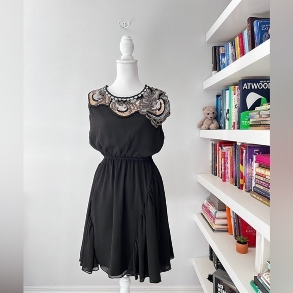 River Island Ladies Special Occasion Black Beaded Dress Size Small